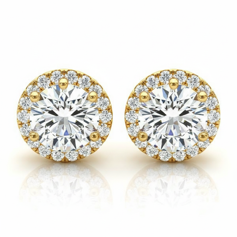 Martini Halo Earrings — 3/8 ctw — Yellow Gold