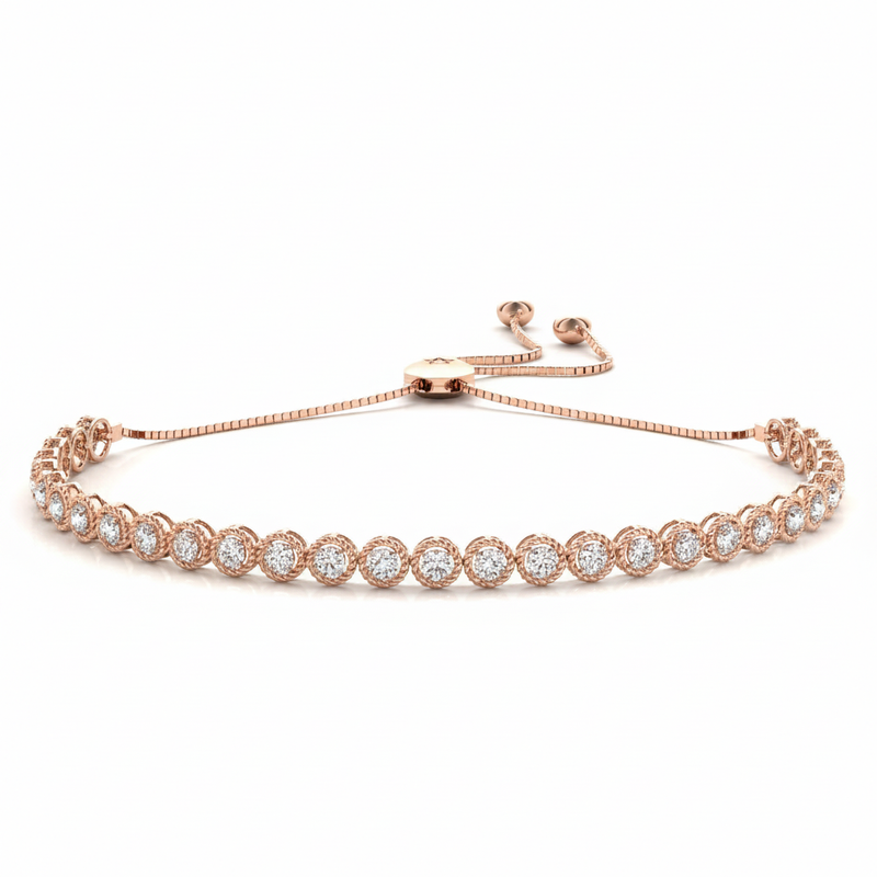 1 ctw Milgrain Adjustable Bracelet — Rose Gold