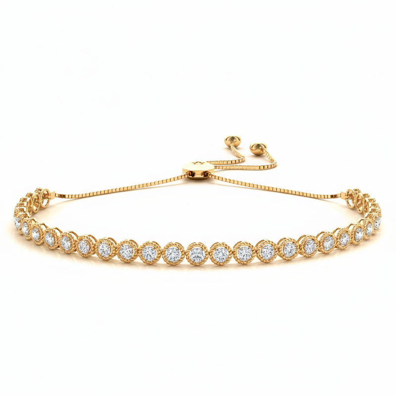 1 ctw Milgrain Adjustable Bracelet — Yellow Gold