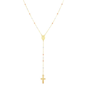 14K Gold Rosary Inspired Necklace