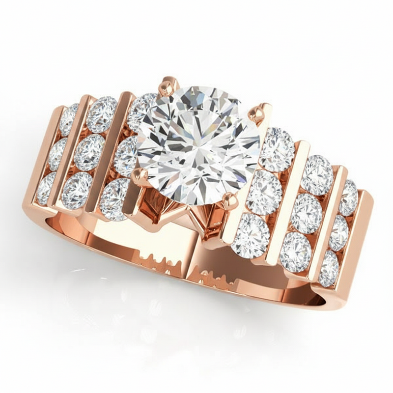 Multi-Row Engagement Ring (50059-E) — Rose Gold