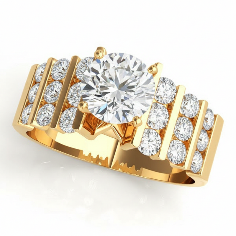 Multi-Row Engagement Ring (50059-E) — Yellow Gold