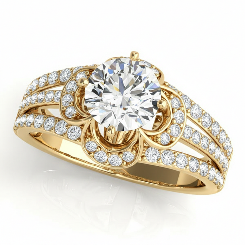 Multirow Engagement Ring — Yellow Gold