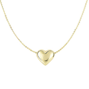14K Gold Puffed Heart Necklace
