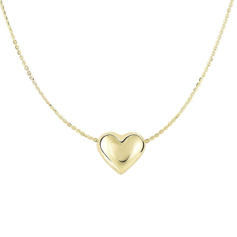 14K Gold Puffed Heart Necklace