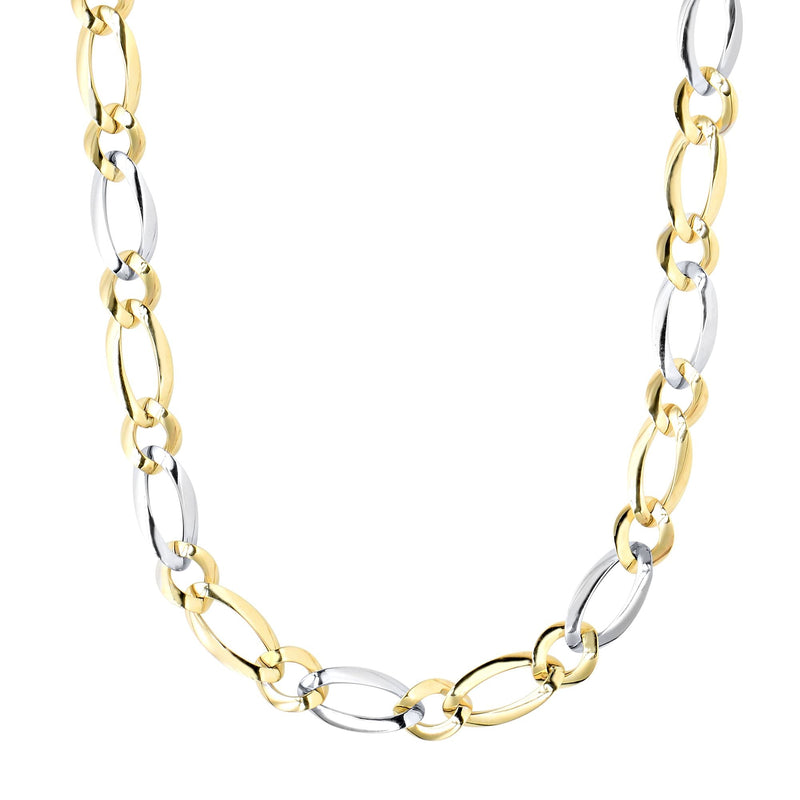 14K Two-tone Gold Polished Alternating Oval & Round Link Chain