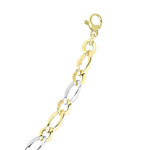 14K Two-tone Gold Polished Alternating Oval & Round Link Chain