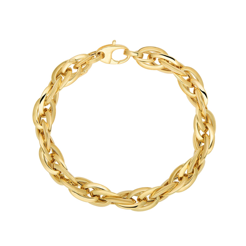 14K Gold Polished Graduated Double Oval Link Chain
