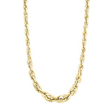 14K Gold Polished Graduated Double Oval Link Chain