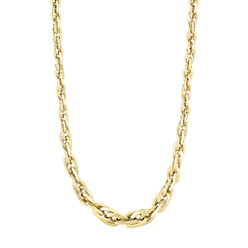 14K Gold Polished Graduated Double Oval Link Chain