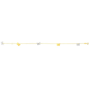 14K Two-tone Gold Butterfly Anklet