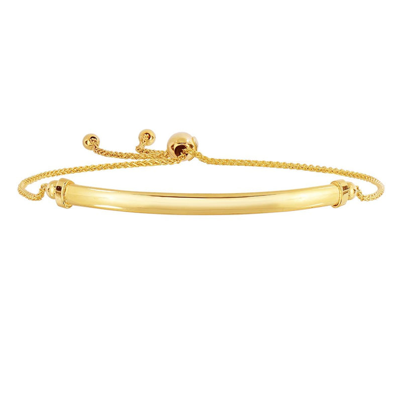14K Gold Curved Bar Friendship Bracelet