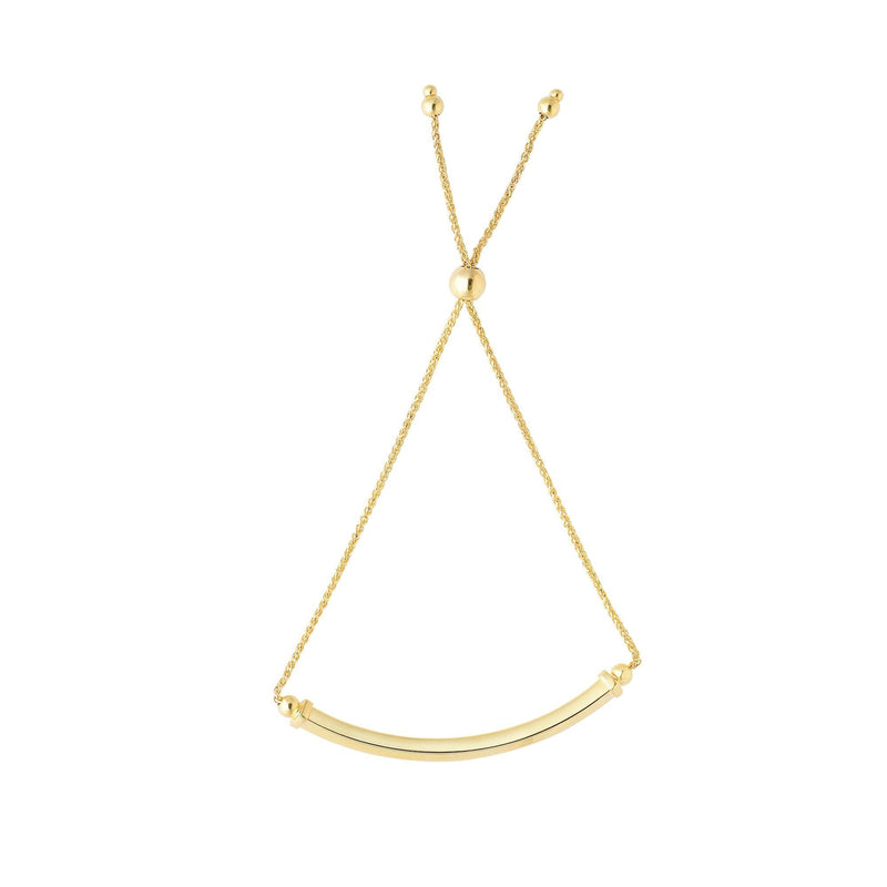14K Gold Curved Bar Friendship Bracelet