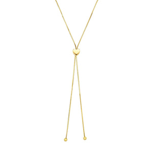 14K Gold Heart Slide Friendship Necklace