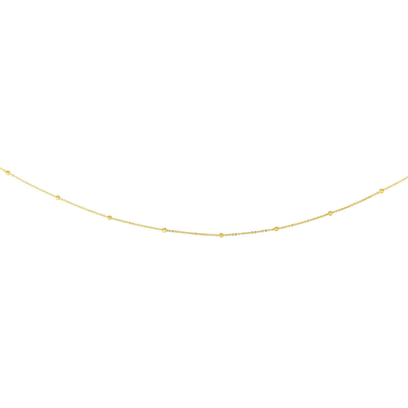 14K Gold 1.8mm Polished Bead Saturn Chain