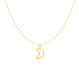 14K Gold Open Moon Necklace