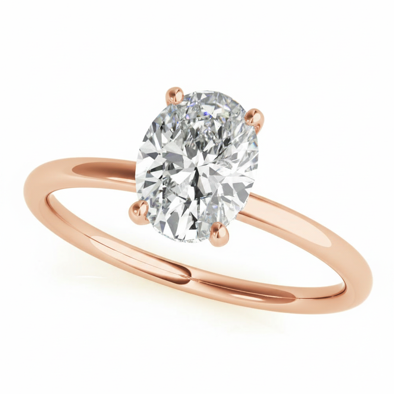 Oval Center Engagement Ring — 8X6 — Rose Gold