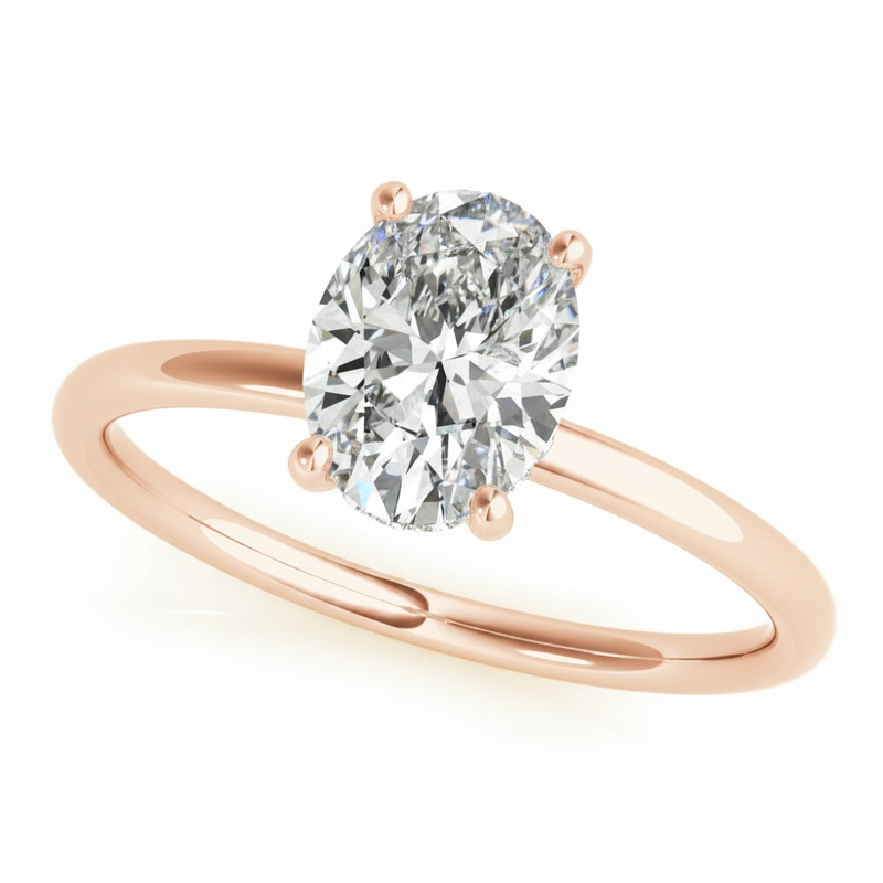 Oval Center Engagement Ring — 5 ct — Rose Gold