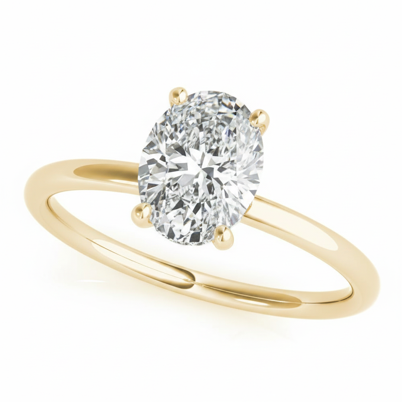 Oval Center Engagement Ring — 5 ct — Yellow Gold