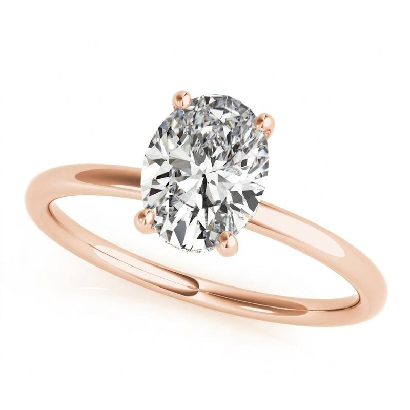 Oval Center Engagement Ring — 5 ct — Rose Gold