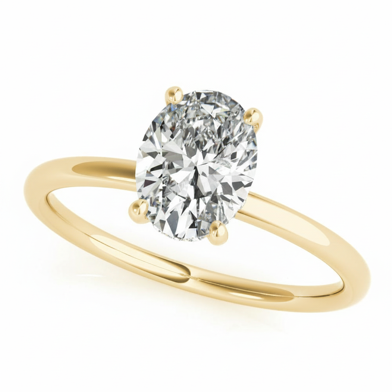 Oval Center Engagement Ring — 5 ct — Yellow Gold