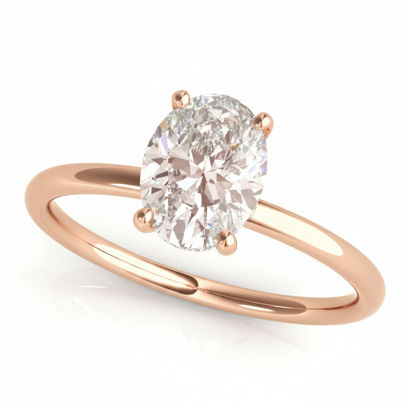 Oval Cut Center Engagement Ring — Rose Gold