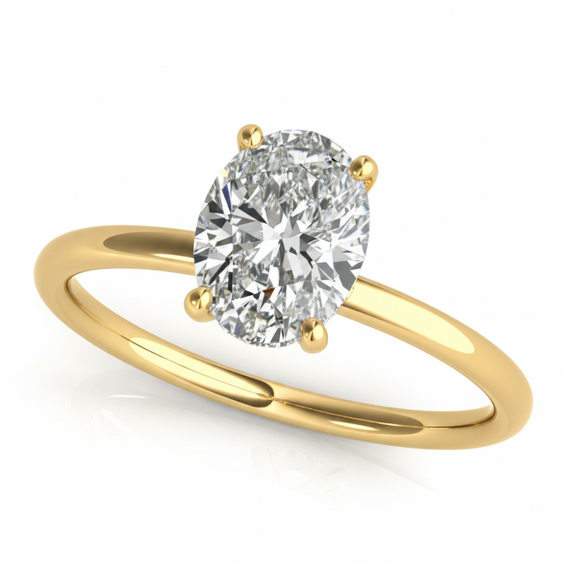 Oval Cut Center Engagement Ring — Yellow Gold