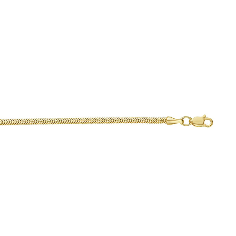 14K Gold 2mm Oval Snake Chain