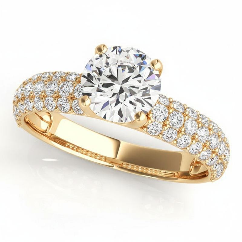 Pavé Engagement Ring (50271-E) — Yellow Gold