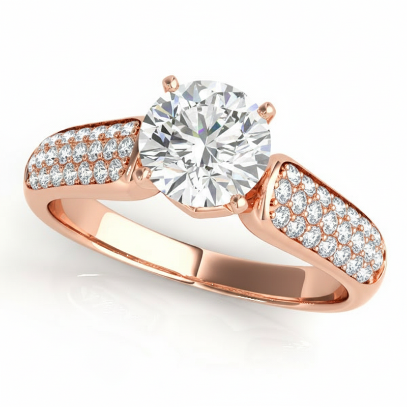 Pavé Engagement Ring (50305-E) — Rose Gold