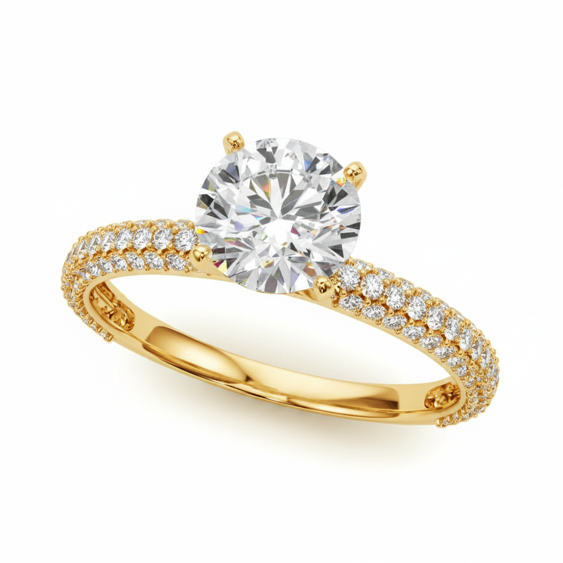 Pave Engagement Ring — Yellow Gold