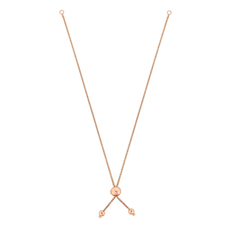 14K Gold Round Wheat Chain with Ball Slide Friendship Bracelet