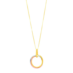 14K Gold Interlocking Rings Necklace