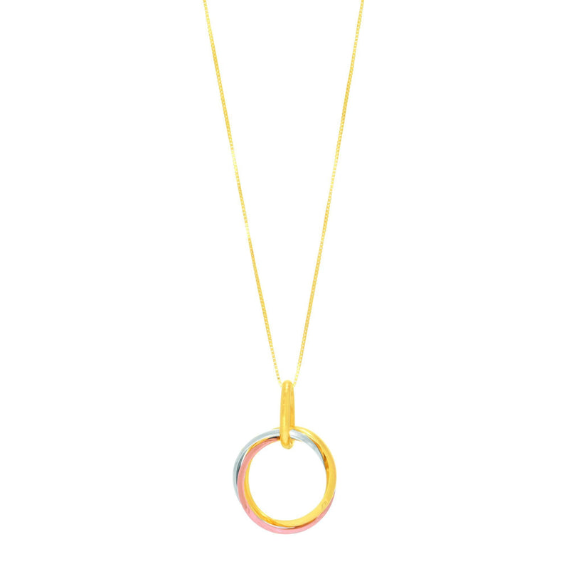 14K Gold Interlocking Rings Necklace