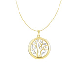 14K Gold Tree of Life Circle Necklace