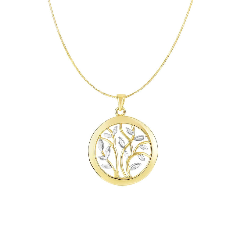 14K Gold Tree of Life Circle Necklace