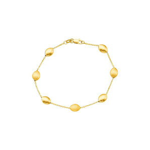 14K Gold Satin Pebble Strand Chain