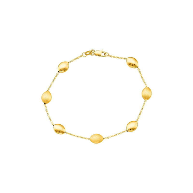 14K Gold Satin Pebble Strand Chain