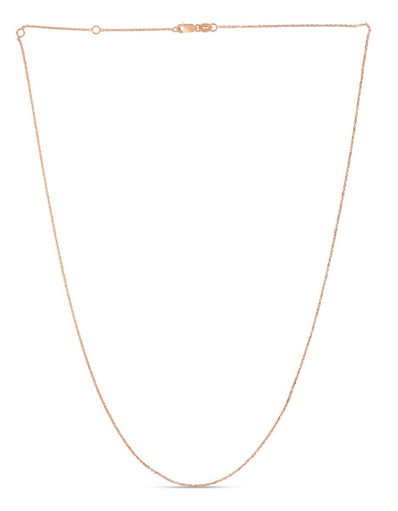 14K Gold 1.1mm Double Extendable Diamond Cut Cable Chain