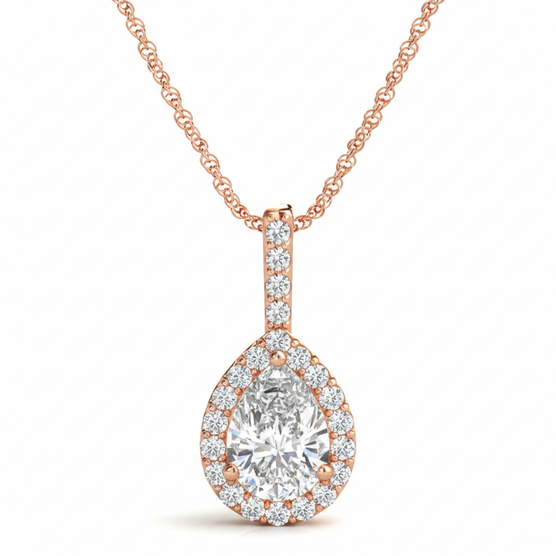 1/2 ctw Pendants Halo — Rose Gold