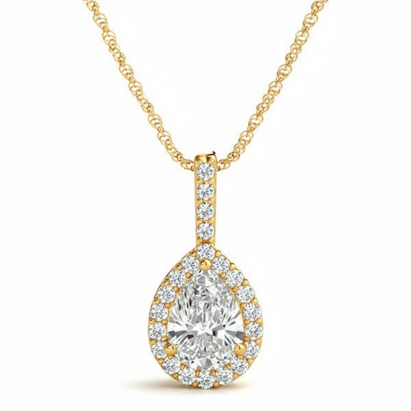 1/2 ctw Pendants Halo — Yellow Gold
