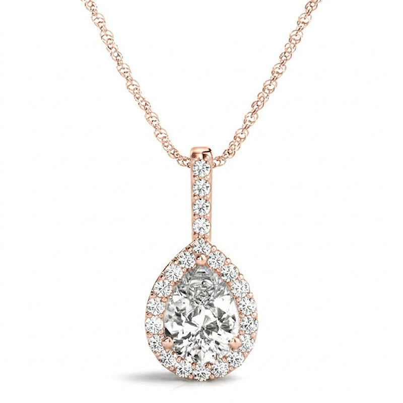 1/2 ctw Pendants Halo — Rose Gold