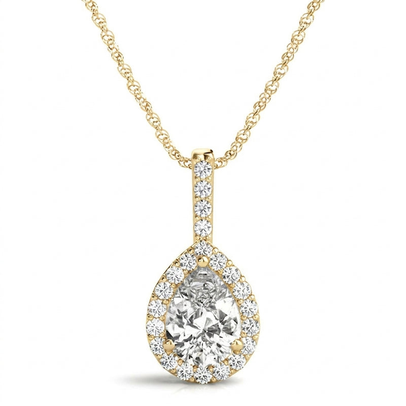 1/2 ctw Pendants Halo — Yellow Gold