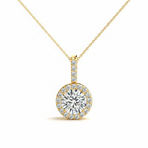 7/8 ctw Pendants Halo — Yellow Gold