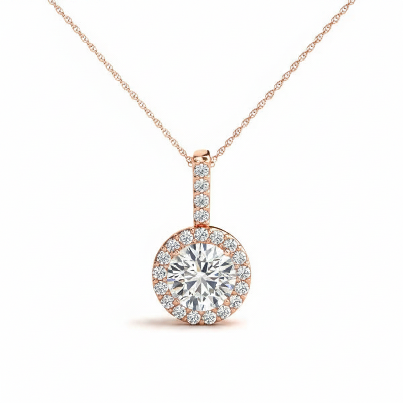 7/8 ctw Pendants Halo — Rose Gold