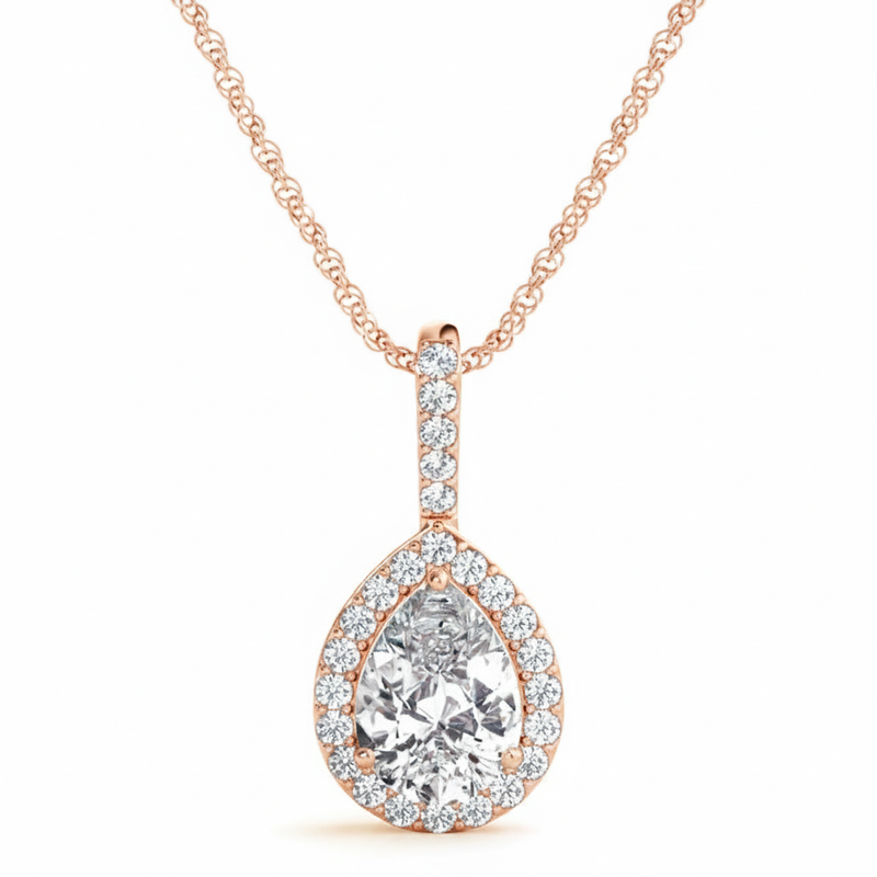1/2 ctw Pendants Halo — Rose Gold