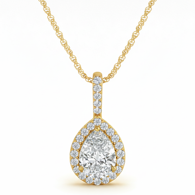 1/2 ctw Pendants Halo — Yellow Gold