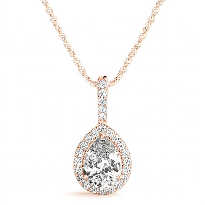 1/2 ctw Pendants Halo — Rose Gold