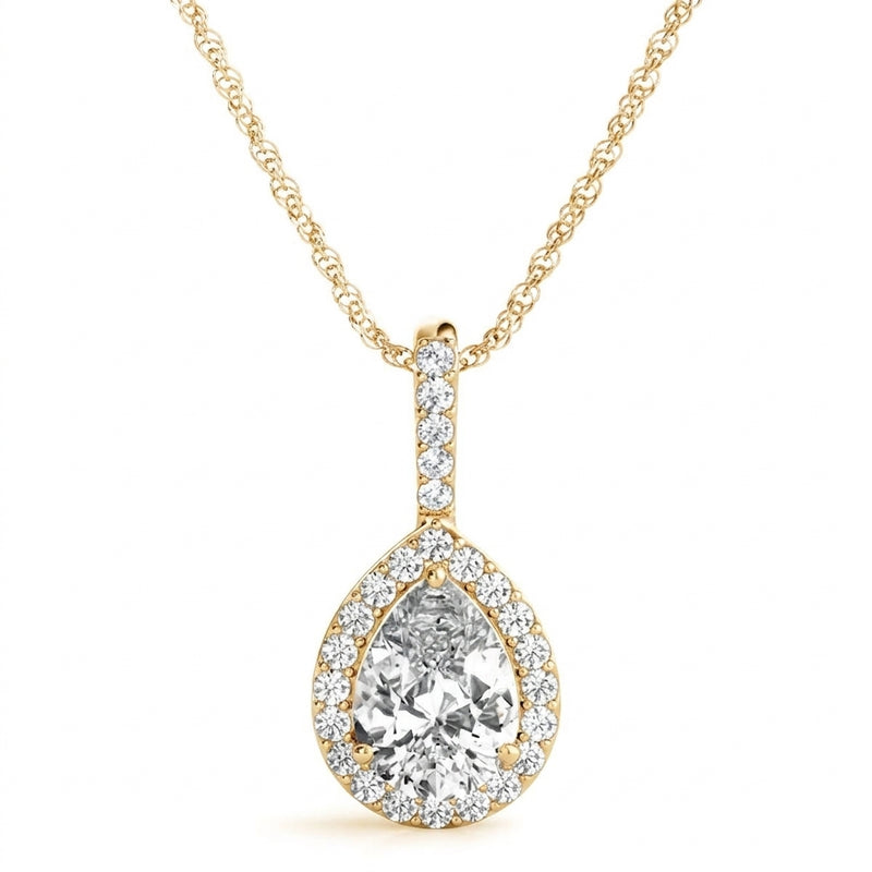 1/2 ctw Pendants Halo — Yellow Gold