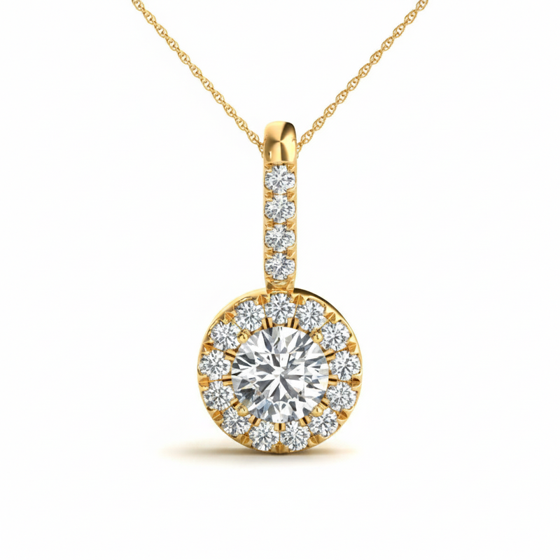 1 ctw Pendants Halo — Yellow Gold
